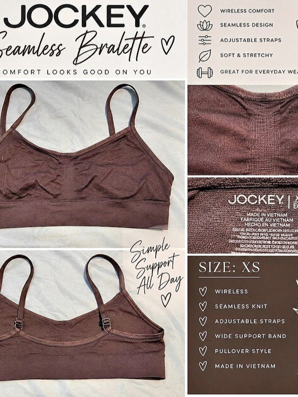 Jockey Seamfree Back Smoothing Bralette Brown XS